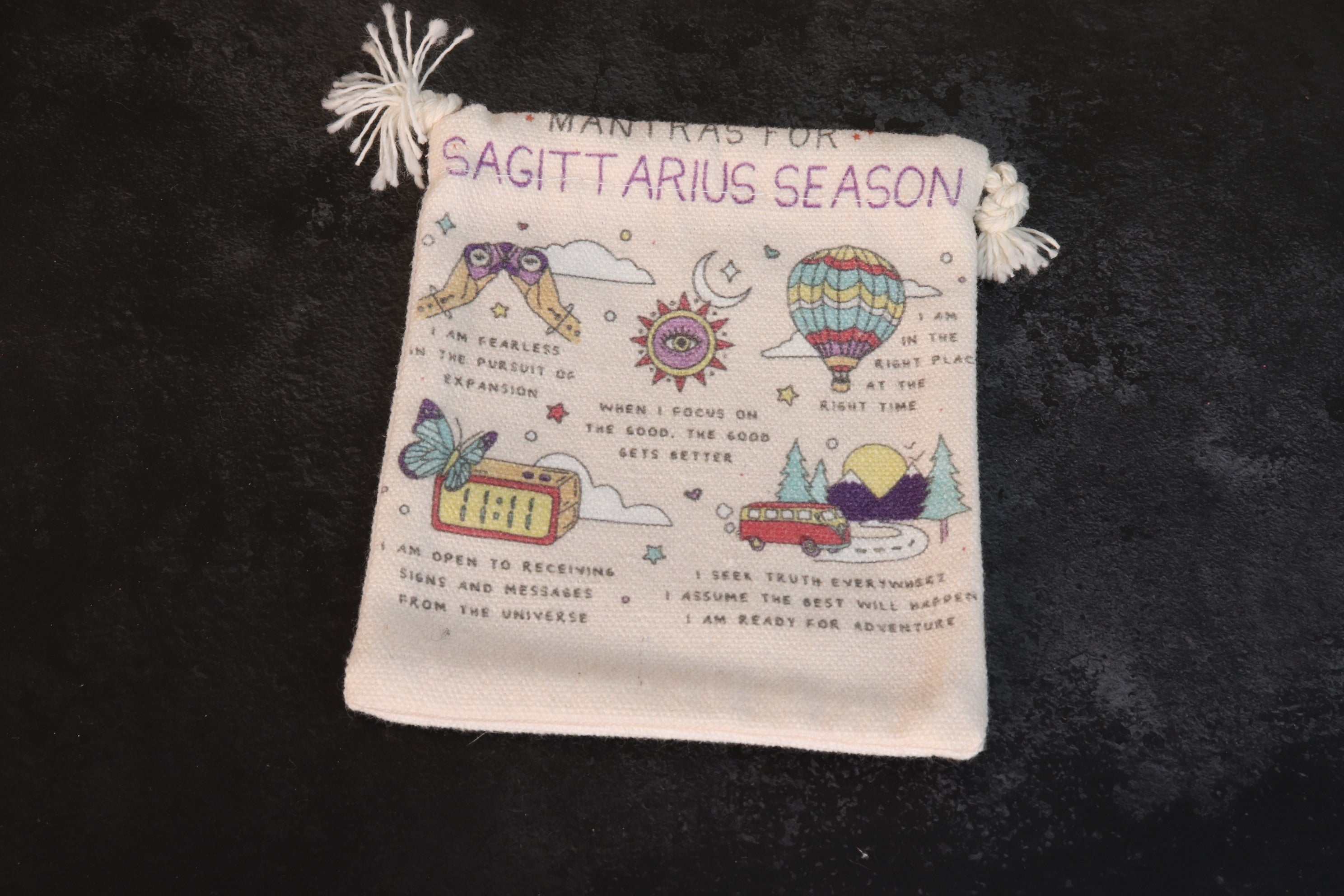 Zodiac Mantra Burlap Bag