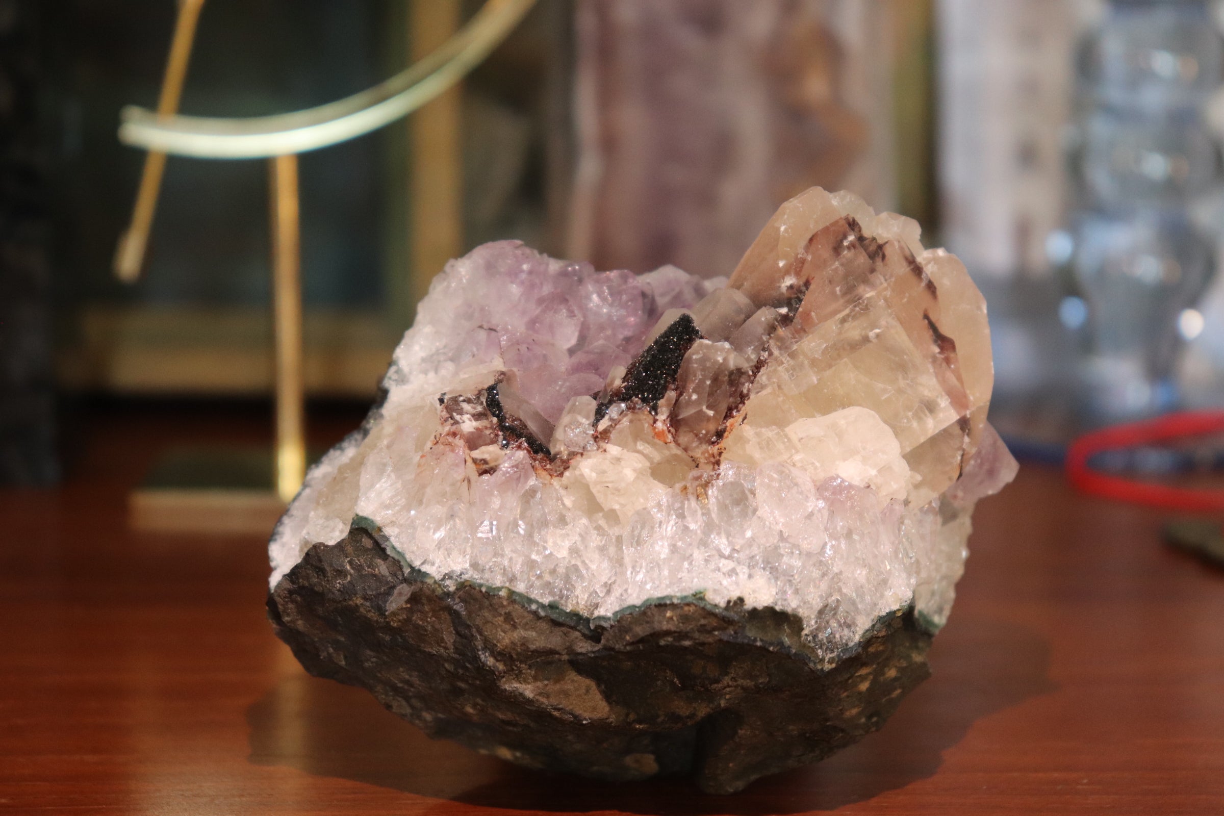 Amethyst Cluster with Druzy Calcite