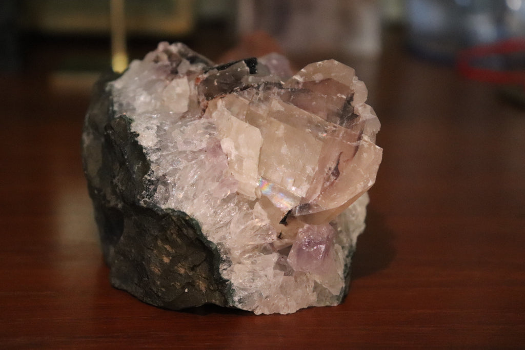 Amethyst Cluster with Druzy Calcite