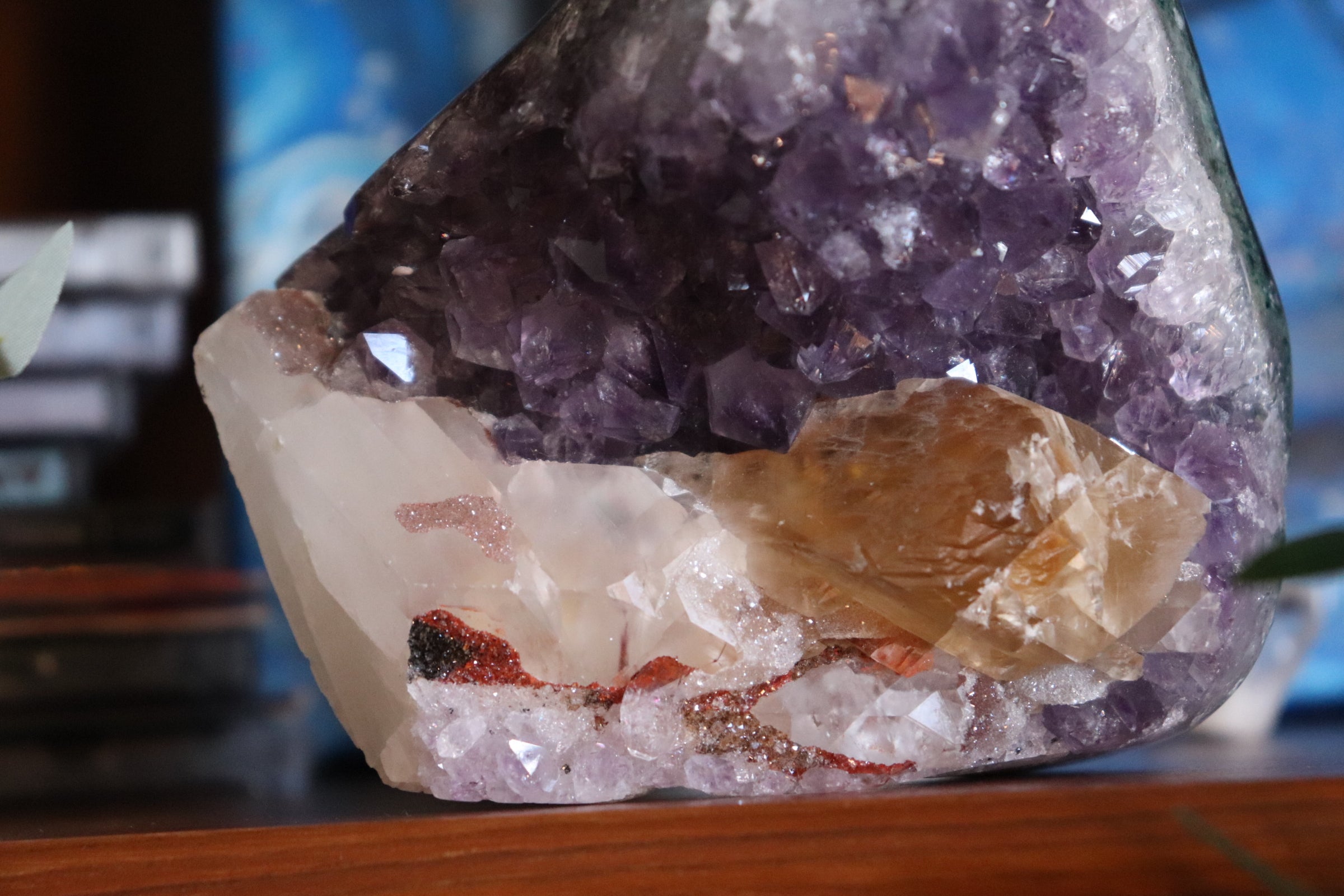 Amethyst Cluster with Druzy Calcite
