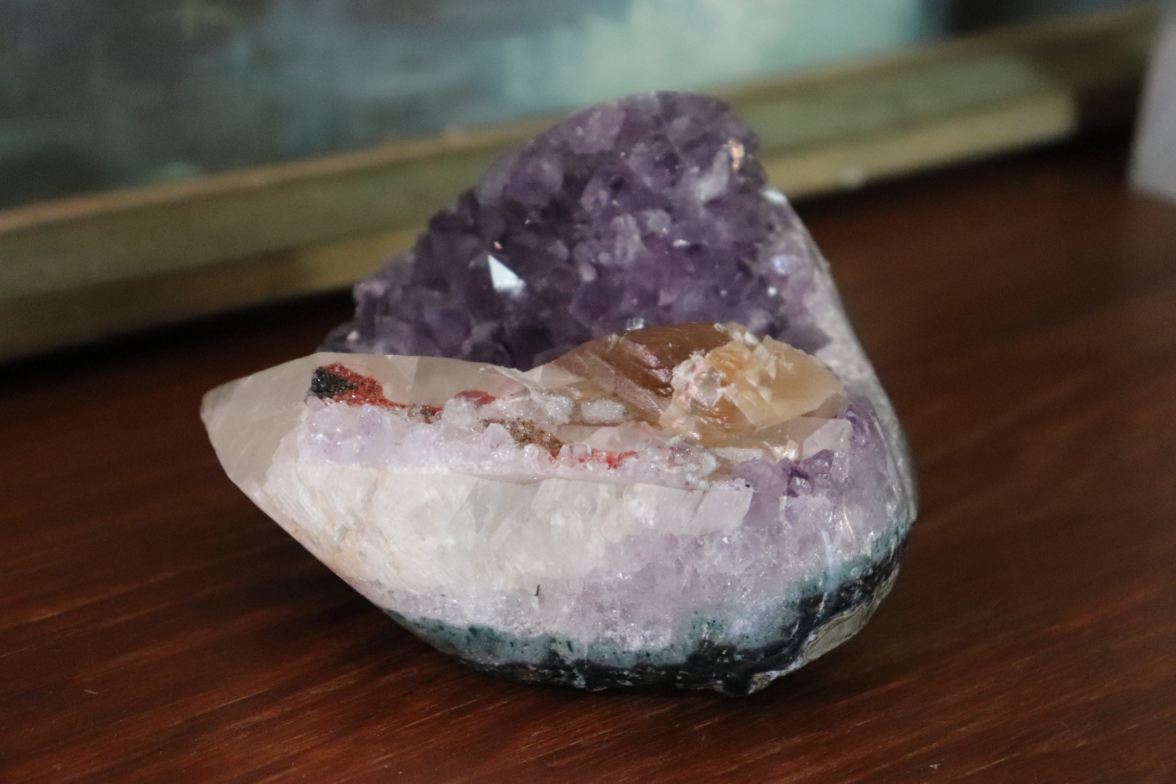 Amethyst Cluster with Druzy Calcite