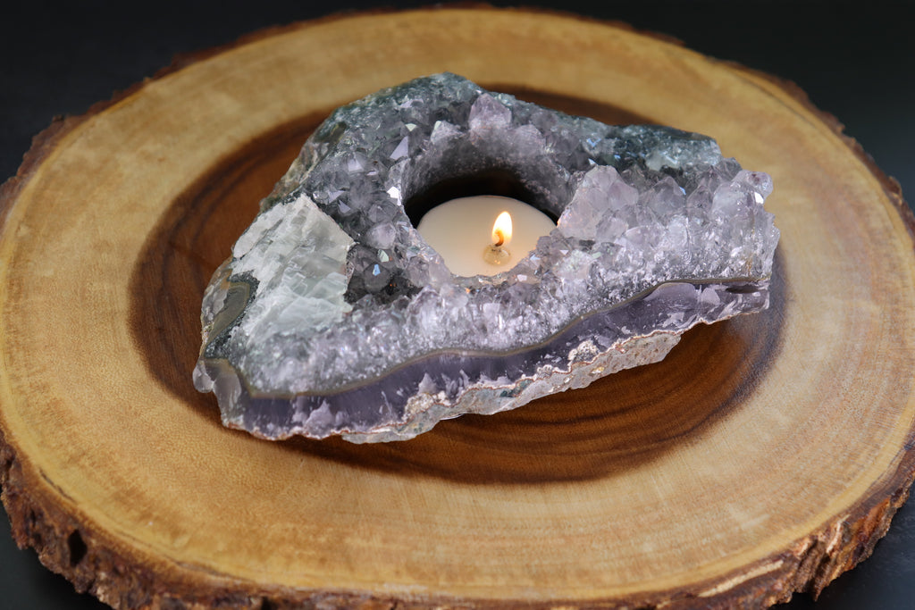 Amethyst & Calcite Tea Candle Holder