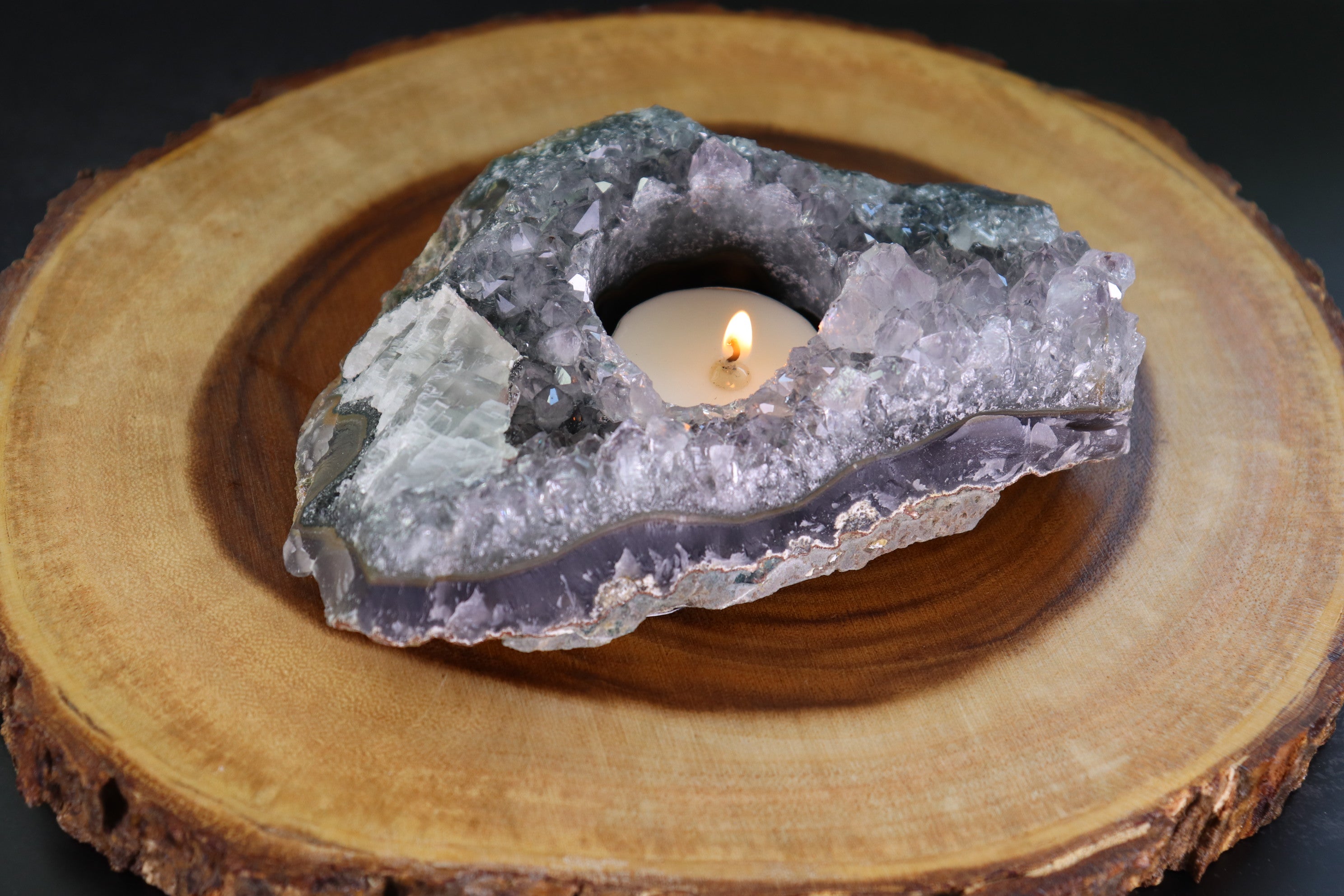 Amethyst & Calcite Tea Candle Holder