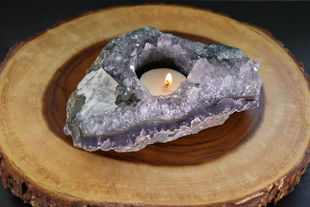 Amethyst & Calcite Tea Candle Holder