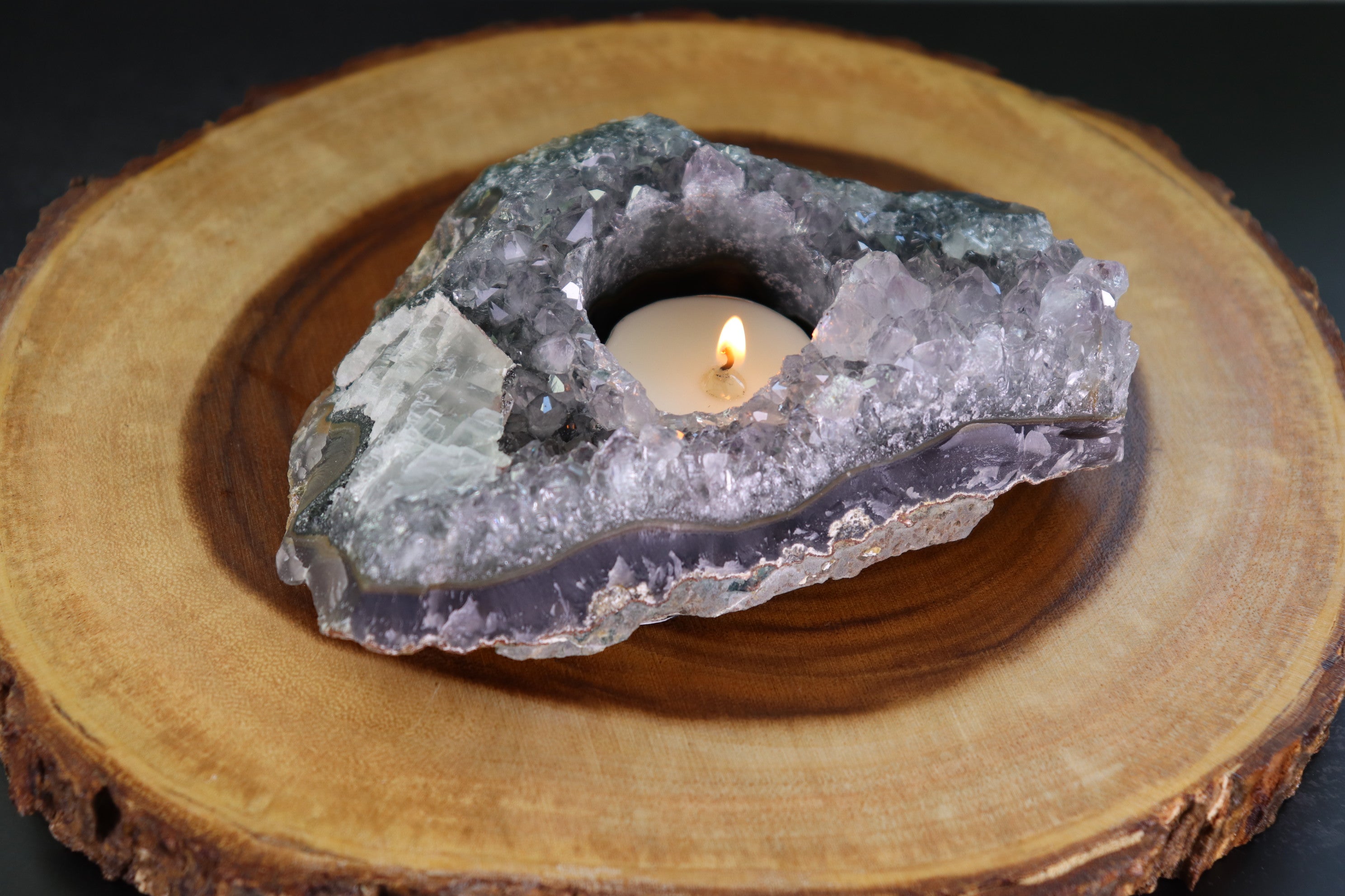 Amethyst & Calcite Tea Candle Holder