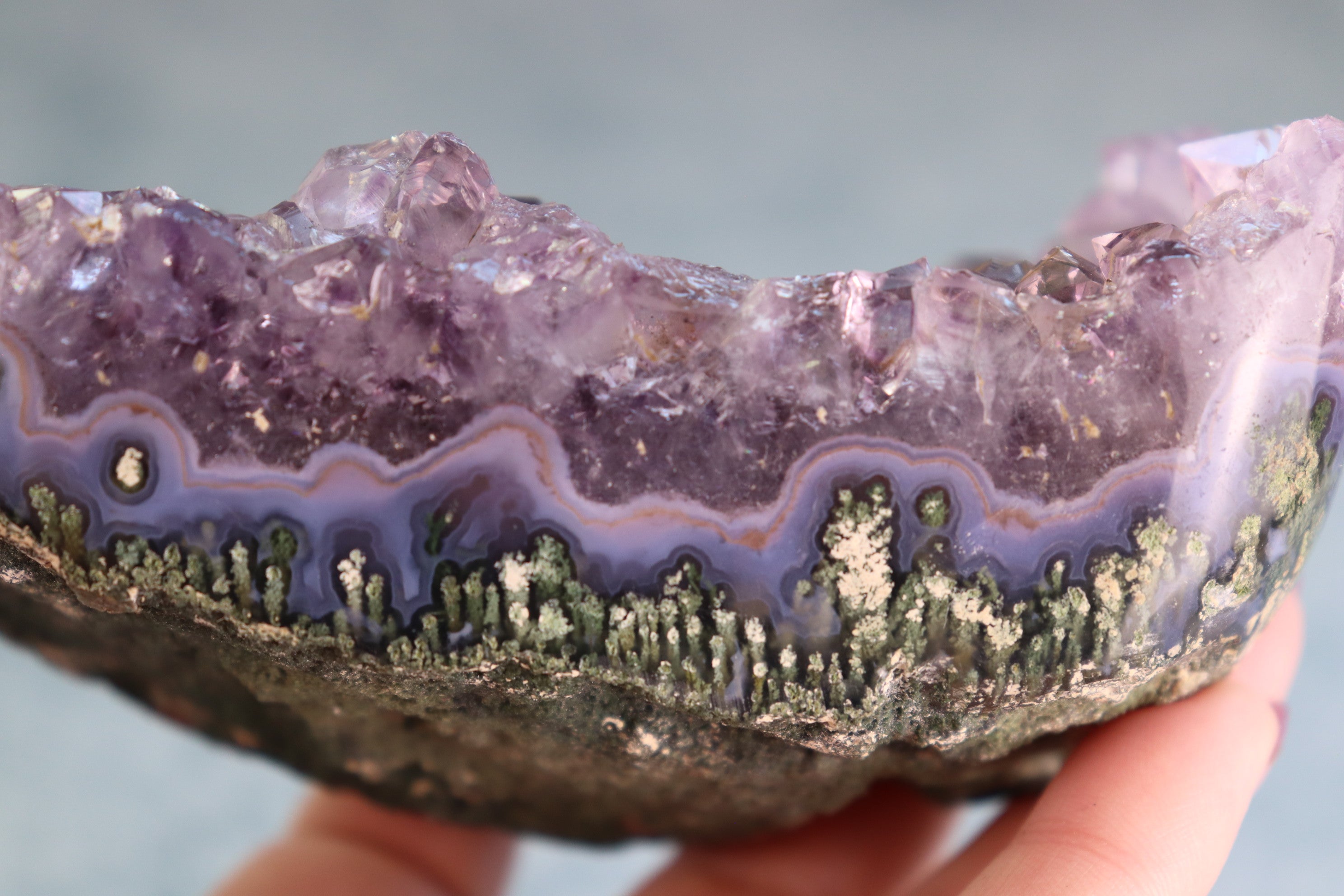 Amethyst Moss Agate Cluster
