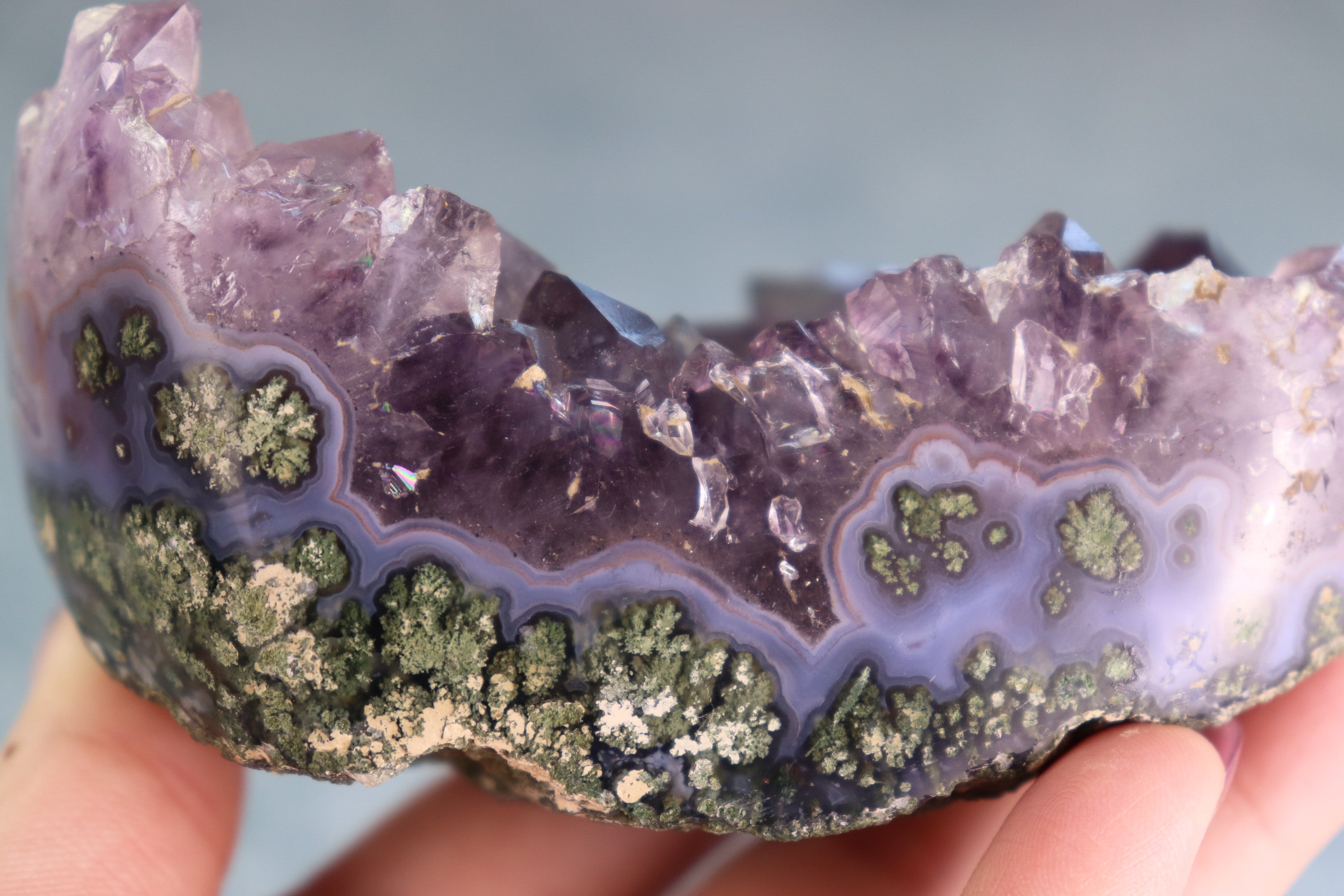 Amethyst Moss Agate Cluster