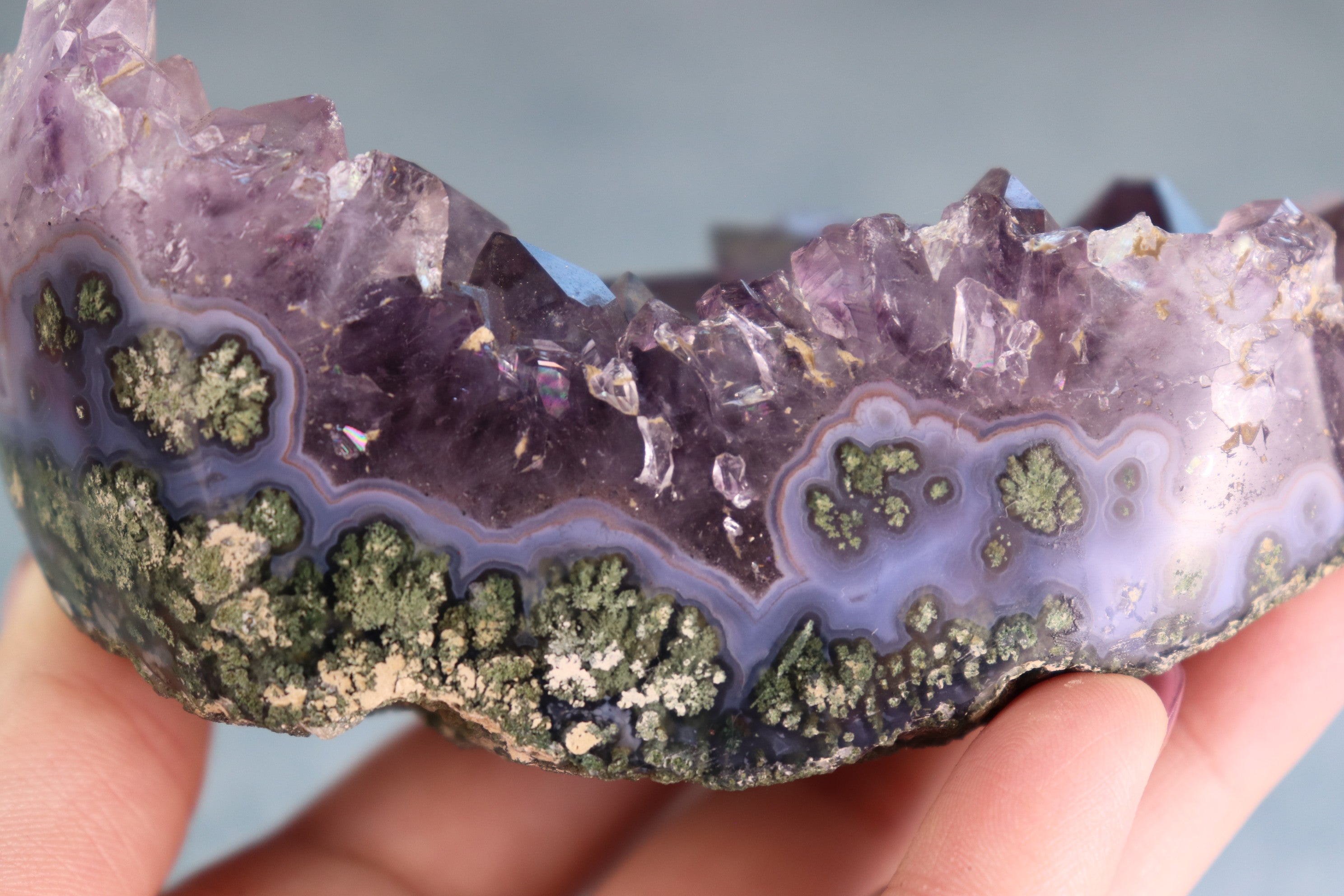 Amethyst Moss Agate Cluster