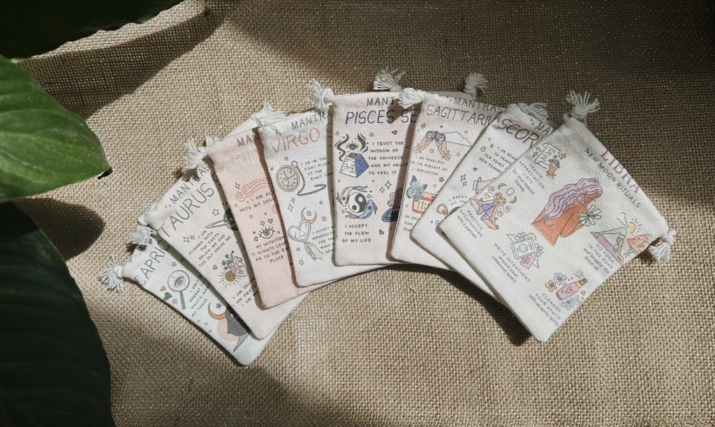 Zodiac Mantra Burlap Bag