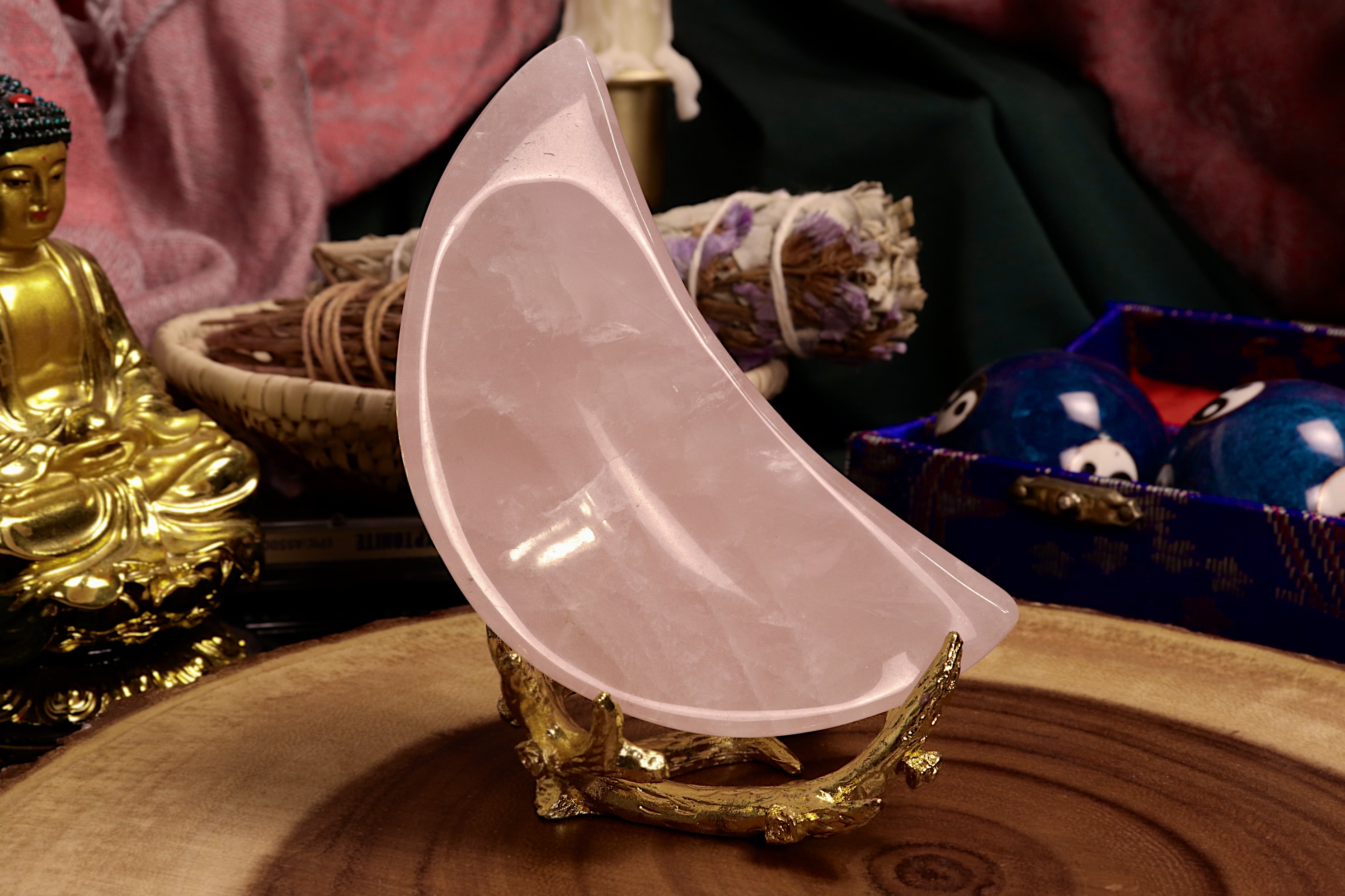 Rose Quartz Moon Bowl