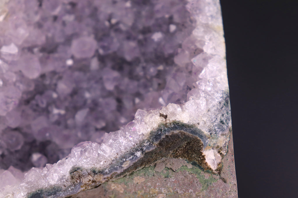 Close-up of a crystal with a dark background