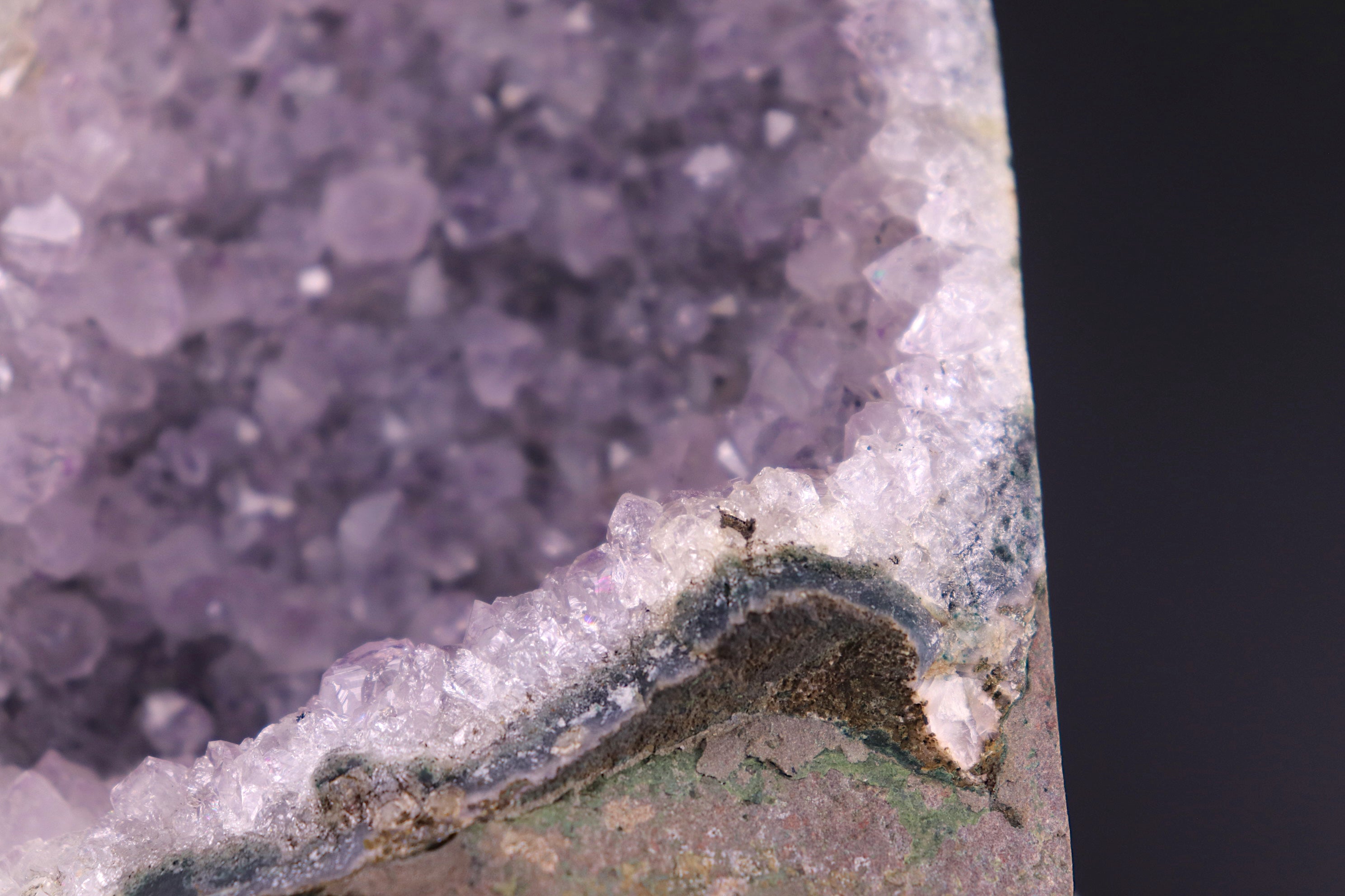 Close-up of a crystal with a dark background