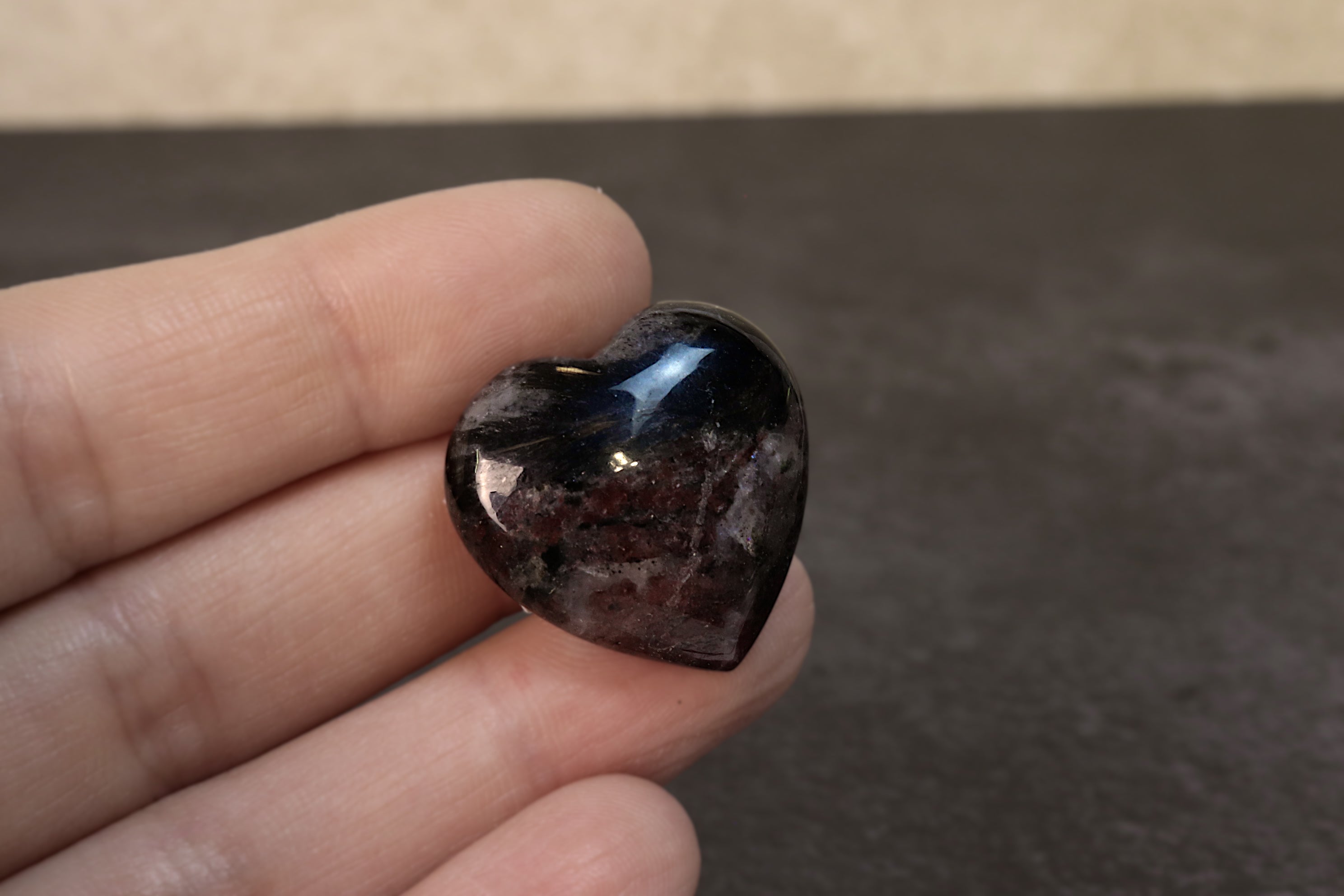 Garnet Arfvedsonite Heart