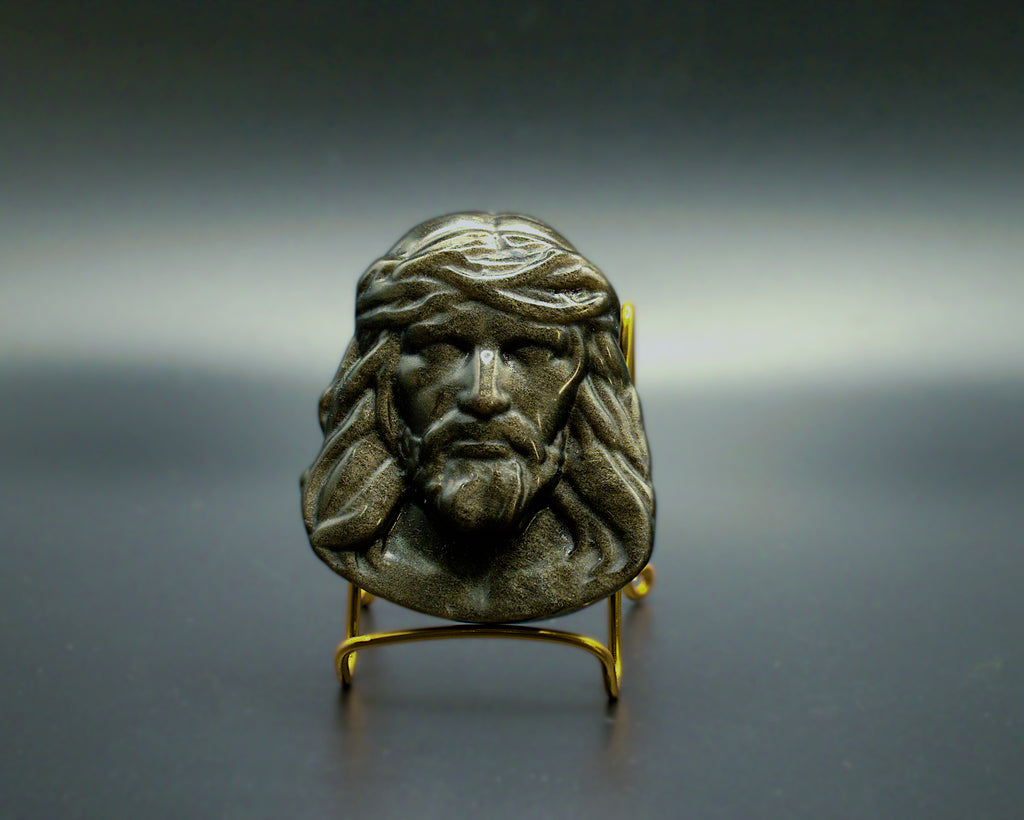 Obsidian Gold Sheen Jesus Piece