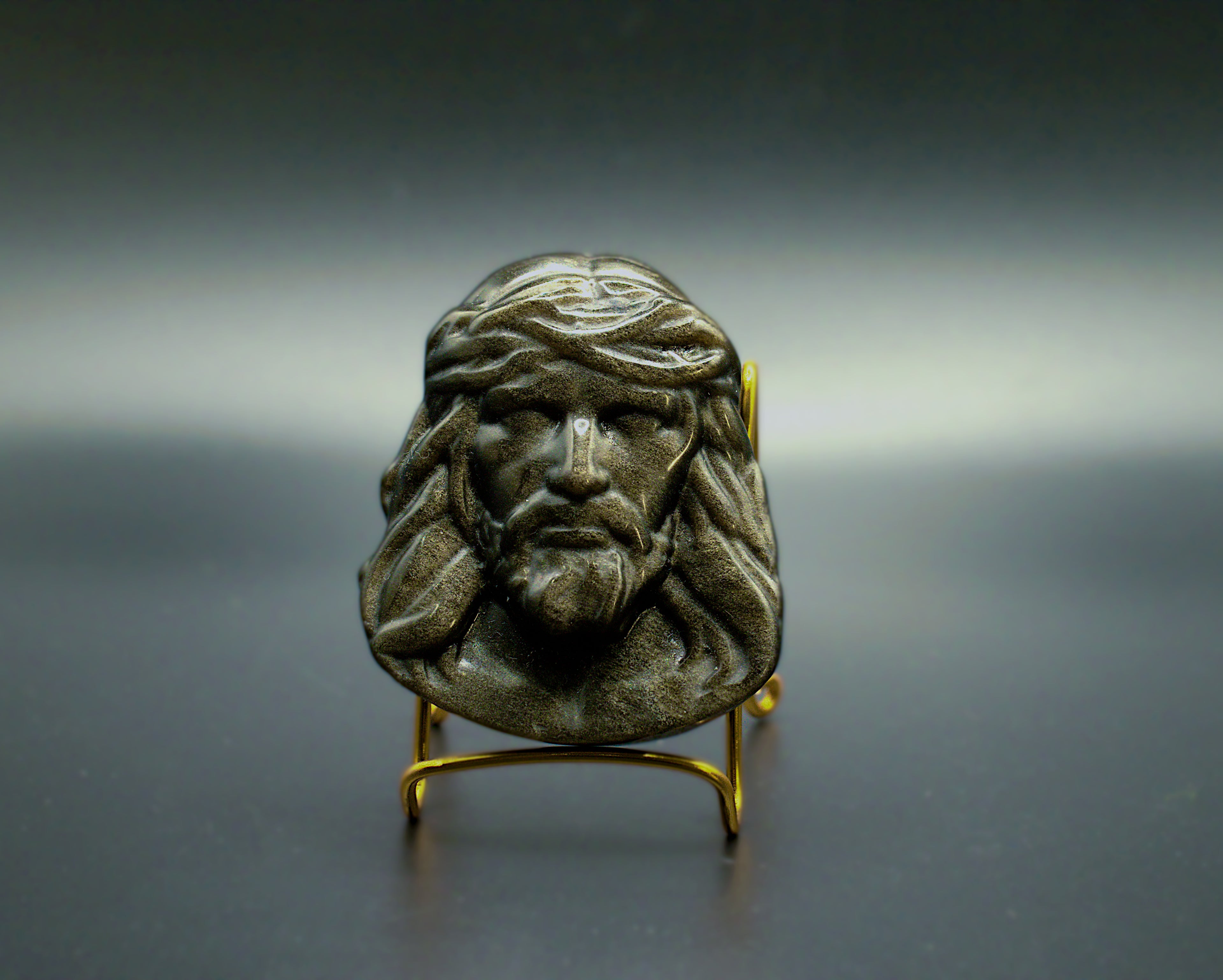 Obsidian Gold Sheen Jesus Piece
