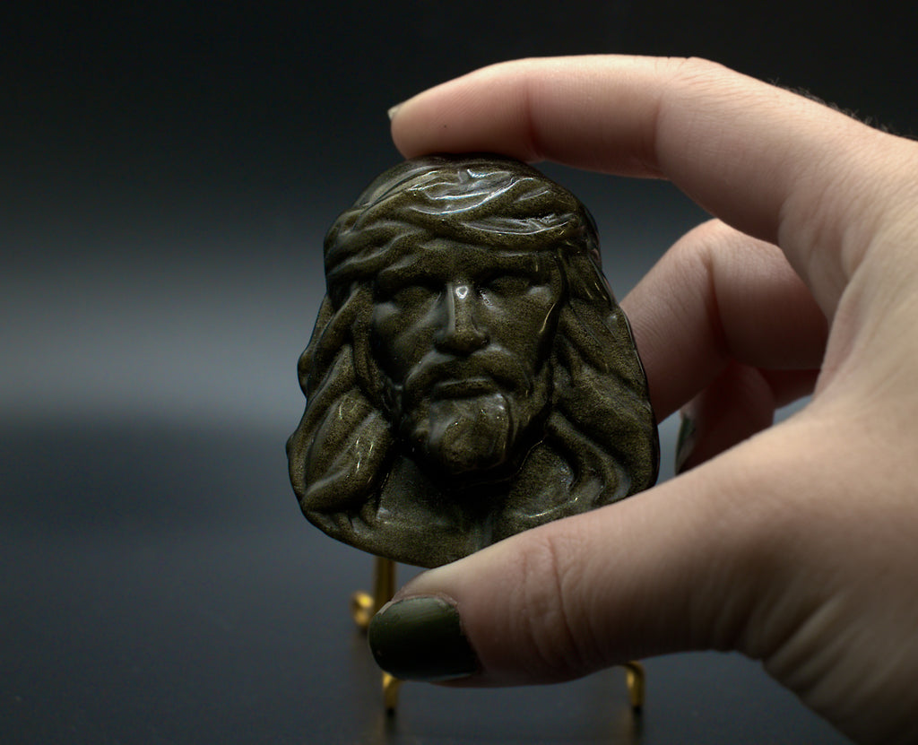 Obsidian Gold Sheen Jesus Piece